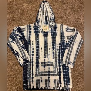 Blue Tie dye long sleeve poncho style tunic size medium